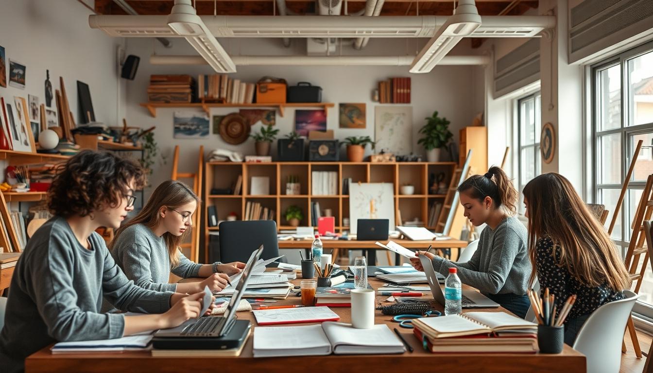 Student using a study guide to organize academic notes