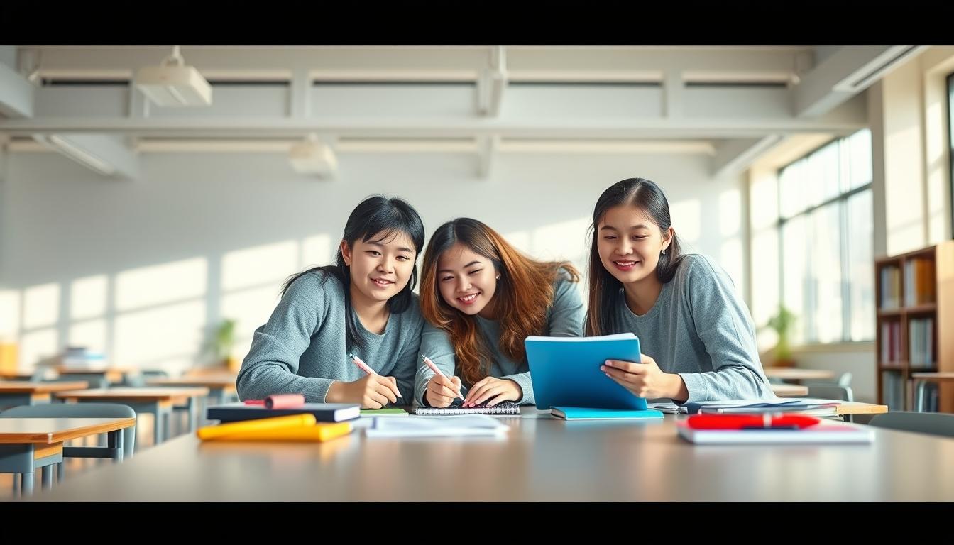 Students collaborating in study space